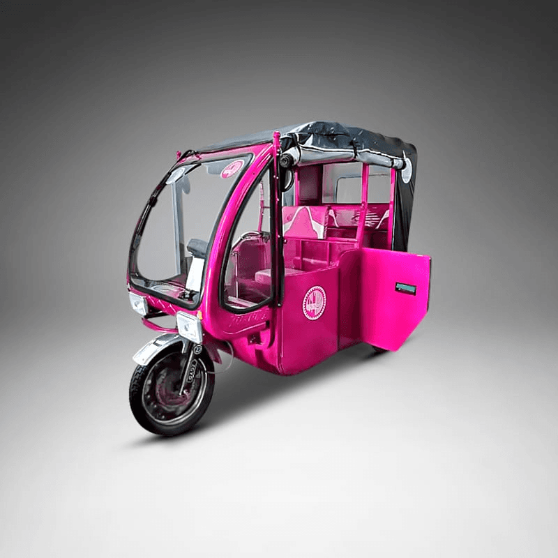 Red e-rickshaw